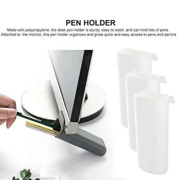 Eutuxia Monitor Memo Board with White Pen Holder, Acrylic Multifunction Computer Board for Memo Pad Phone Holder Clip for Sticky Notes [Left and Right Set + Pen Holder]