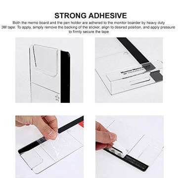 Eutuxia Monitor Memo Board with White Pen Holder, Acrylic Multifunction Computer Board for Memo Pad Phone Holder Clip for Sticky Notes [Left and Right Set + Pen Holder]