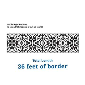 Schoolgirl Style Simply Stylish Black and White Bulletin Board Borders, 36 Feet of Straight Black and White Classroom Borders for Bulletin Board, Black and White Classroom Décor (12 Strips)