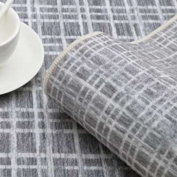 GAOMON 5x7 Washable Rug Non Slip Modern Checkered Rug Soft Faux Wool Floor Carpet Indoor Contemporary Plaid Print Rug Non Shedding Throw Carpet for Bedroom Living Room Dining Room Office Grey