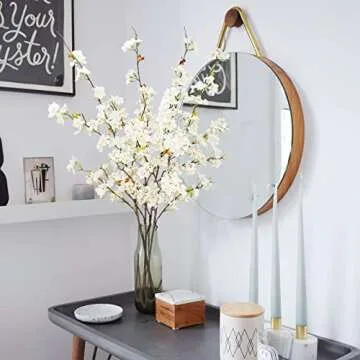 obbsie 4pcs Artificial Cherry Blossom Flower Branches, 39.4" Fake Silk Pink Cherry Blossom Tree Stem...