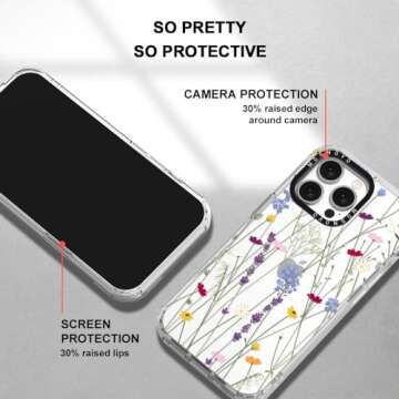 MOSNOVO Case for iPhone 15 Pro Max, [Buffertech 6.6ft Military-Grade Drop Protection] [Anti Peel Off Tech] Clear TPU Bumper Phone Case Cover Design - Floral Garden