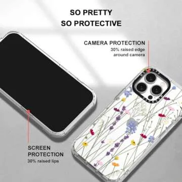 MOSNOVO Case for iPhone 15 Pro Max, [Buffertech 6.6ft Military-Grade Drop Protection] [Anti Peel Off Tech] Clear TPU Bumper Phone Case Cover Design - Floral Garden
