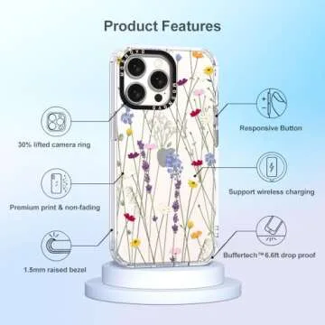 MOSNOVO Case for iPhone 15 Pro Max, [Buffertech 6.6ft Military-Grade Drop Protection] [Anti Peel Off Tech] Clear TPU Bumper Phone Case Cover Design - Floral Garden