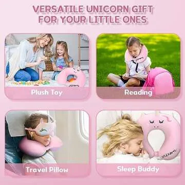 Unicorn Memory Foam Travel Pillow with Eye Mask for Kids