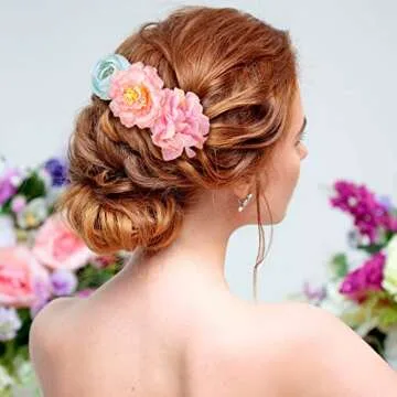 BBTO 21 Pcs Flower Hair Clip Rose Hair Clips Barrettes for Women Flower Accessories Boho Bride Claw ...