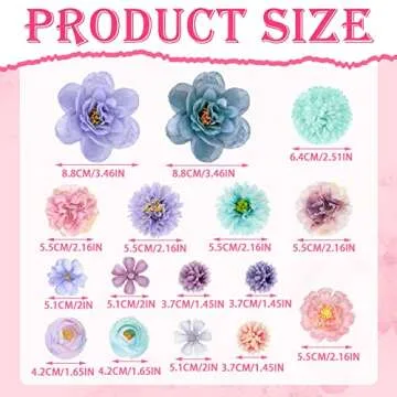 BBTO 21 Pcs Flower Hair Clip Rose Hair Clips Barrettes for Women Flower Accessories Boho Bride Claw Clip Hairpin Brooch Pin Headpiece for Wedding(Blue, Purple)