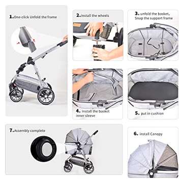 Kenyone 3 in 1 Pet Stroller for Dogs and Cats