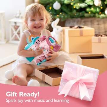 Musical Toy for 1 2 Year Old Girl Gifts，First Year Activity Musical Train with Talking Flash Cards Bilingual (EN/ES), Educational Learning Toys for Toddlers, Baby Toys 12-18 Months Girl Easter Gifts