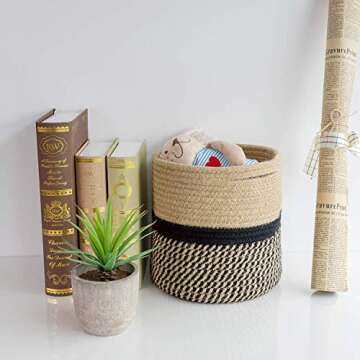 TIMEYARD Sturdy Jute Rope Plant Basket Modern Woven Basket up to 7.5 Inch Flower Pot Floor Indoor Pl...