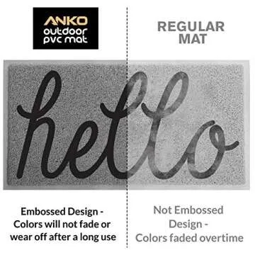 ANKO PVC Super Absorbent Hello Outdoor Door MAT(30x18 inches) – Non-Slip Net Backing, Heavy Duty, Waterproof, Easy Clean, Low Profile Mat for Entry, Dust Trapper, Eco-Friendly