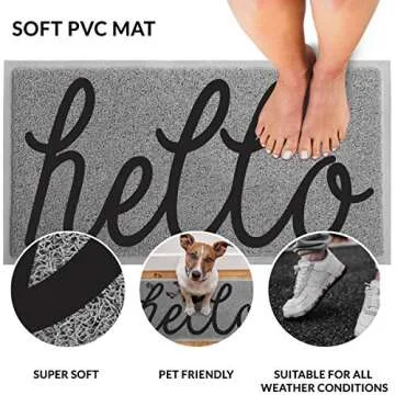 ANKO PVC Super Absorbent Hello Outdoor Door MAT(30x18 inches) – Non-Slip Net Backing, Heavy Duty, Waterproof, Easy Clean, Low Profile Mat for Entry, Dust Trapper, Eco-Friendly