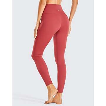 CRZ YOGA Women's Naked Feeling Leggings – High Waisted 25 Inch Yoga Pants in Purplish Red
