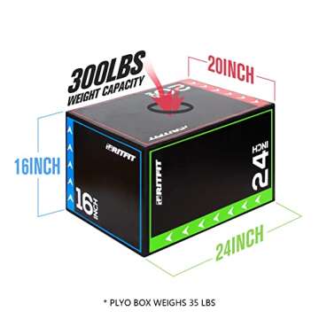 RitFit 3 in 1 Extra Firm Soft Plyo Box 300lb Weight Capacity 24”x 20”x 16”-A Medium