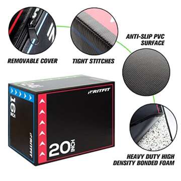 RitFit 3 in 1 Extra Firm Soft Plyo Box 300lb Weight Capacity 24”x 20”x 16”-A Medium