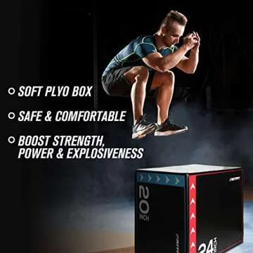 RitFit 3 in 1 Extra Firm Soft Plyo Box 300lb Weight Capacity 24”x 20”x 16”-A Medium