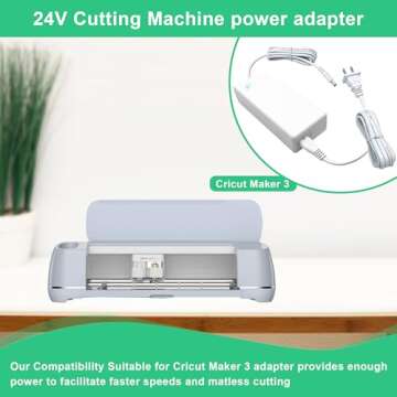 Power Cord Compatible with Cricut Maker 3 Cutting Machine 24VDC Power Replacement Cord Compatible with Cricut Maker 3 Power Adapter & Cord(White)