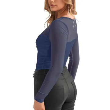 Stylish REORIA Women's Sheer Mesh Bodysuit for Night Out