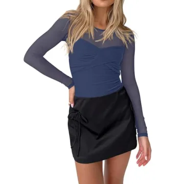 Stylish REORIA Women's Sheer Mesh Bodysuit for Night Out