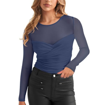 Stylish REORIA Women's Sheer Mesh Bodysuit for Night Out