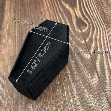 Beatilog Gothic Coffin Ring Box 3 Slots - Premium Handmade Velvet Wedding Engagement Three Rings Bearer Holder Triple Vintage Proposal Organizer for Ceremony Halloween Christmas Goth Party (Black)