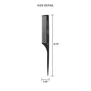 Cricket C50 Professional Hair Stylist Carbon Fine Tooth Rattail Comb - Heat-Resistant, Anti-Static