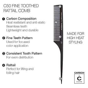 Cricket C50 Professional Carbon Fine Tooth Rattail Comb