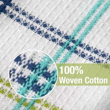 T-fal Premium Waffle Dish Cloths: Highly Absorbent, Super Soft - 100% Cotton, 12"x13" Flat Waffle Di...