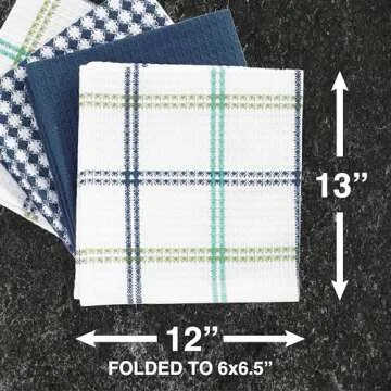 T-fal Premium Waffle Dish Cloths: Highly Absorbent, Super Soft - 100% Cotton, 12"x13" Flat Waffle Dish Cloth for Cleaning & Drying, (4-Pack), Cool