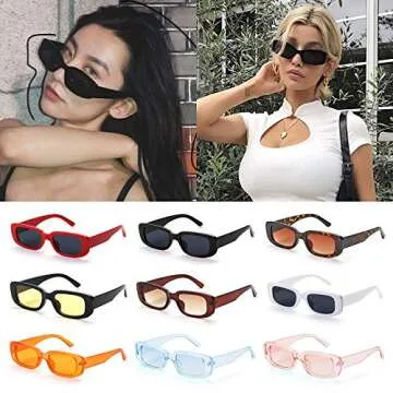 Ovida Rectangle Sunglasses for Women Men Trendy Vintage Sunglasses Square Frame y2k Glasses UV 400 Protection