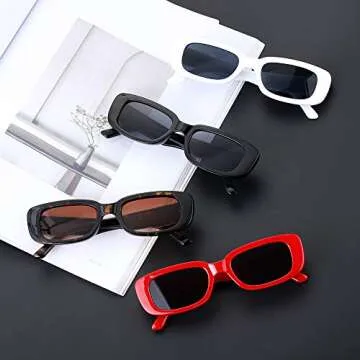 Ovida Rectangle Sunglasses for Women Men Trendy Vintage Sunglasses Square Frame y2k Glasses UV 400 Protection