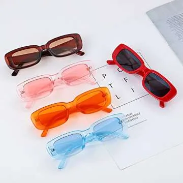 Ovida Rectangle Sunglasses for Women Men Trendy Vintage Sunglasses Square Frame y2k Glasses UV 400 Protection