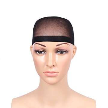 Fani 5 Pieces Nylon Wig Caps Natural Nude Beige and Black Color Stretchy Close End Wig Caps Black Mesh Open end Wig Caps