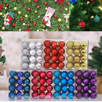 WANGJIAOID 24Pcs Christmas Balls Ornaments for Christmas Tree Glittering Christmas Ball Ornament Sha...