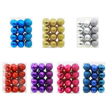 WANGJIAOID 24Pcs Christmas Balls Ornaments for Christmas Tree Glittering Christmas Ball Ornament Shatterproof Christmas Ornament Christmas Tree Hanging Decor for Xmas Holiday Party Decor (Red)