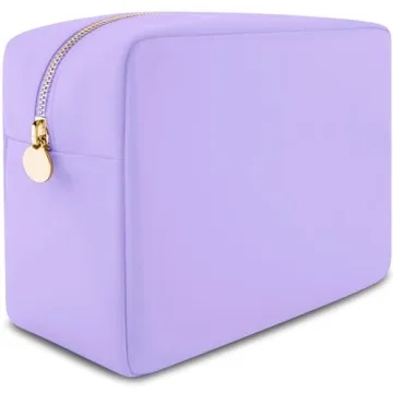 Chic Large Makeup Bag, Premium Nylon Cosmetic Pouch with Gold Zipper