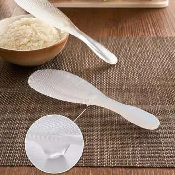 H&Zebrabro 1 Piece Japanese Style Rice Paddle, Food-grade Non Stick Rice Scooper Spoon, Heat Resistant Rice Spoon Paddle for Rice Cooker, Dishwasher Safe (Transparent)