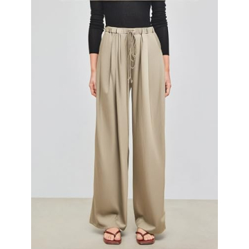 Chic and Comfortable CIDER Wide Leg Trousers in Khaki