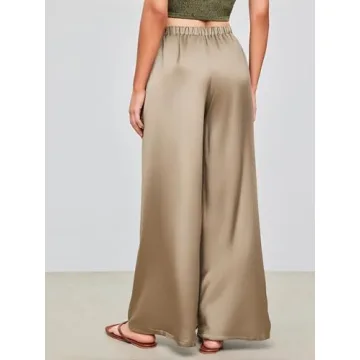 Chic and Comfortable CIDER Wide Leg Trousers in Khaki