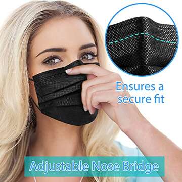 Egook Black Disposable Face Masks, 100 Pack - Ultimate Protection for Adults and Teens
