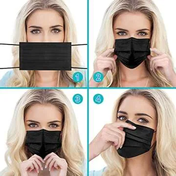 Egook Black Disposable Face Masks - Soft, 100 Pack 3 Ply Protection