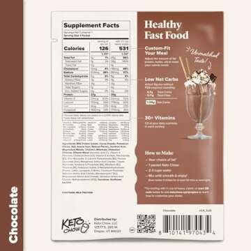 Keto Chow Chocolate | Keto Meal Replacement Shake Powder | Nutritionally Complete Keto Food | Low Carb Keto Meals | Delicious Easy Meal Substitute Drink | Protein Rich You Choose The Fat| 21 Meal Bulk Pack
