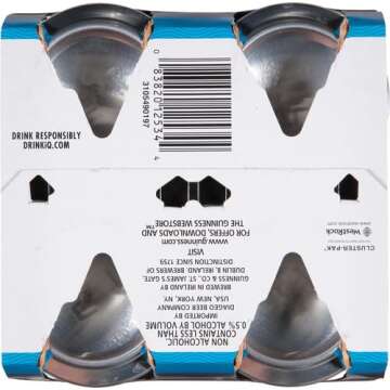 [Pack of 4] Guinness Irish Dry Stout Draught Non-Alcoholic NA Beer, Malt Beverage w/Natural Flavors- 14.9 Fl Oz