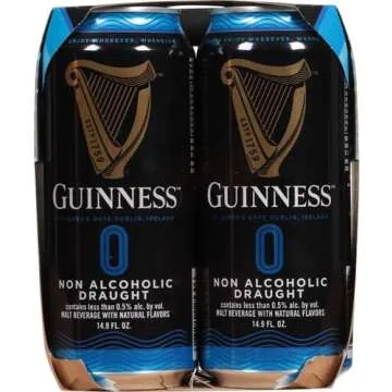[Pack of 4] Guinness Irish Dry Stout Draught Non-Alcoholic NA Beer, Malt Beverage w/Natural Flavors- 14.9 Fl Oz