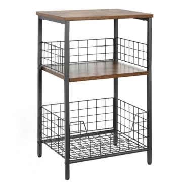 X-cosrack Side Table, Small End Table Record Player Stand with Storage, Vinyl Record Storage Night S...