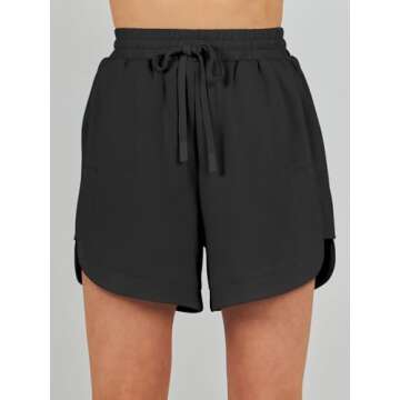 ANRABESS Two Piece Sets for Women Summer Half Zip Short Set Sweatsuit 2 Piece Outfits Sweat Lounge Sets Tracksuit Black Large