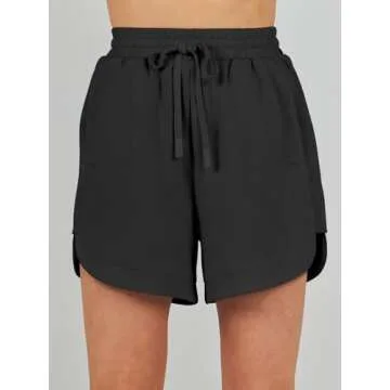 ANRABESS Two Piece Sets for Women Summer Half Zip Short Set Sweatsuit 2 Piece Outfits Sweat Lounge Sets Tracksuit Black Large