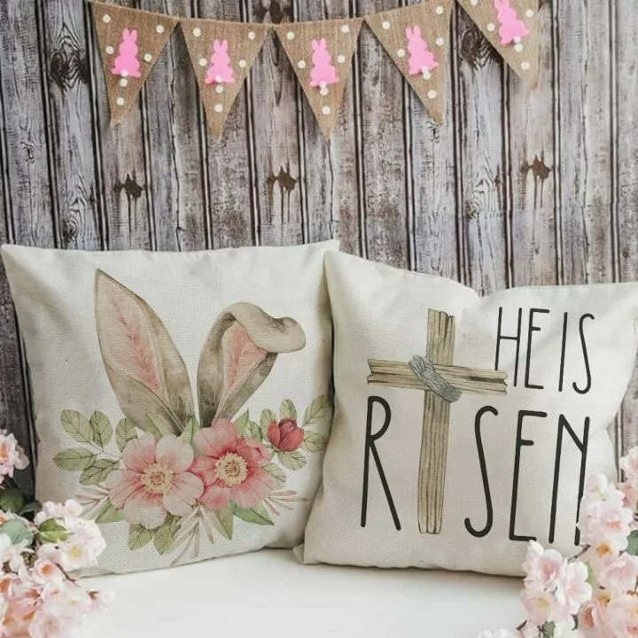 Easter Pillow Covers Set of 4 - Bunny & Floral Decor