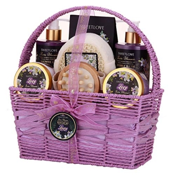 Spa Gift Basket for Women, Bath and Body Gift Set for her, Luxury 8 Piece,Lily & Lilac Scent,Best Gi...