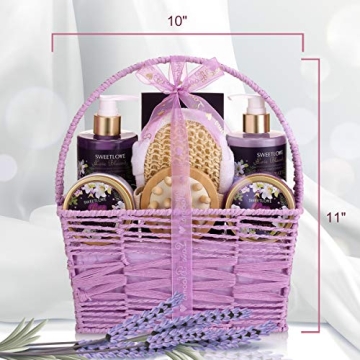 Luxury Spa Gift Basket for Her, 8 Piece Lily Lilac Set